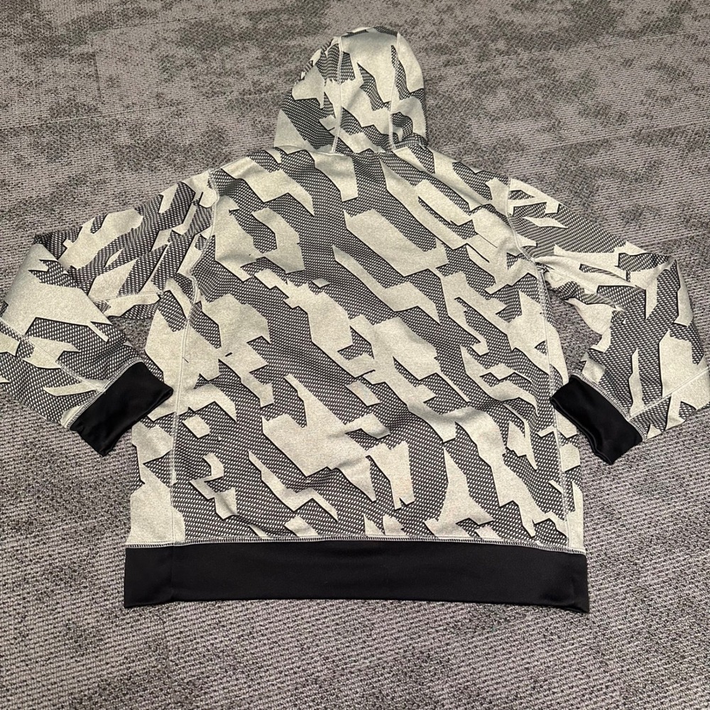 Nike Mens Therma-FIT Full Zip Hoodie Geometric Print Grey Black 575081-063 L - Picture 7 of 7